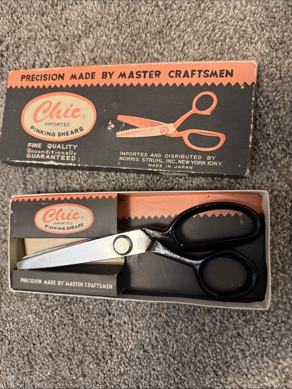 chic Black and Silver Pinking Shears with Original Box